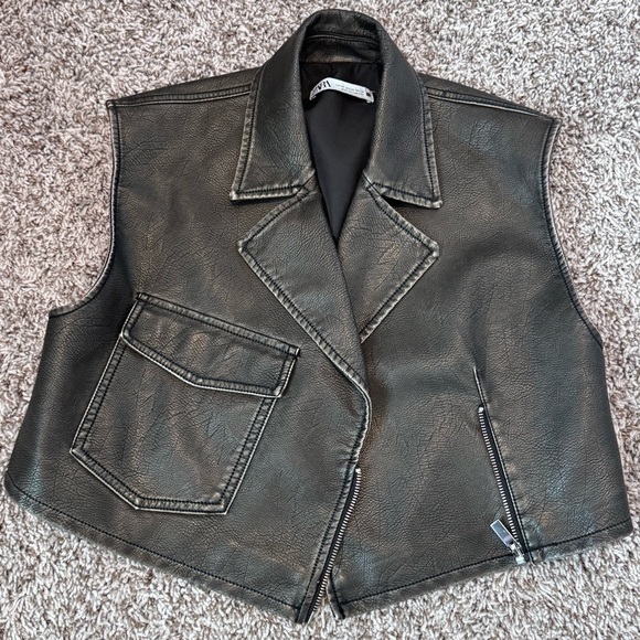Zara Tops - Zara Black Leather Vest